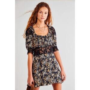 NWT Free People Lucie Floral and Lace Mini Dress Size 6